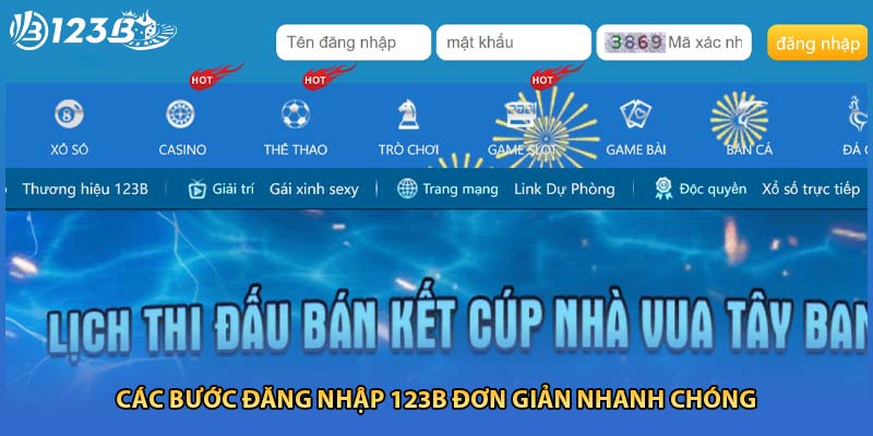 Các bước đăng nhập 123B đơn giản nhanh chóng